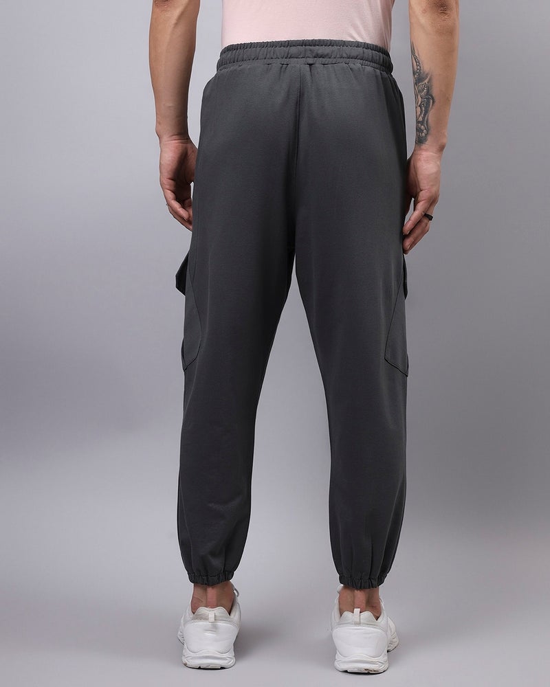 bewakoof Men's Grey Super Loose Fit Cargo Warm Joggers - Image 4